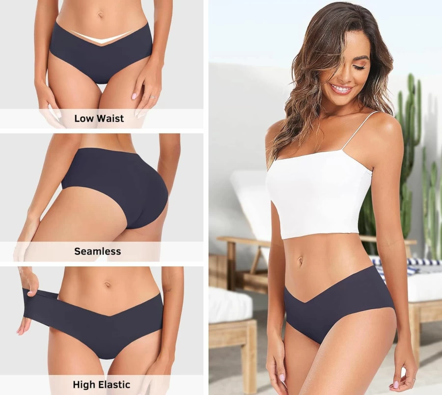 Altheanray Women's Seamless Bikini Panties - Silky Soft No Show Hipster Underwear for Comfort