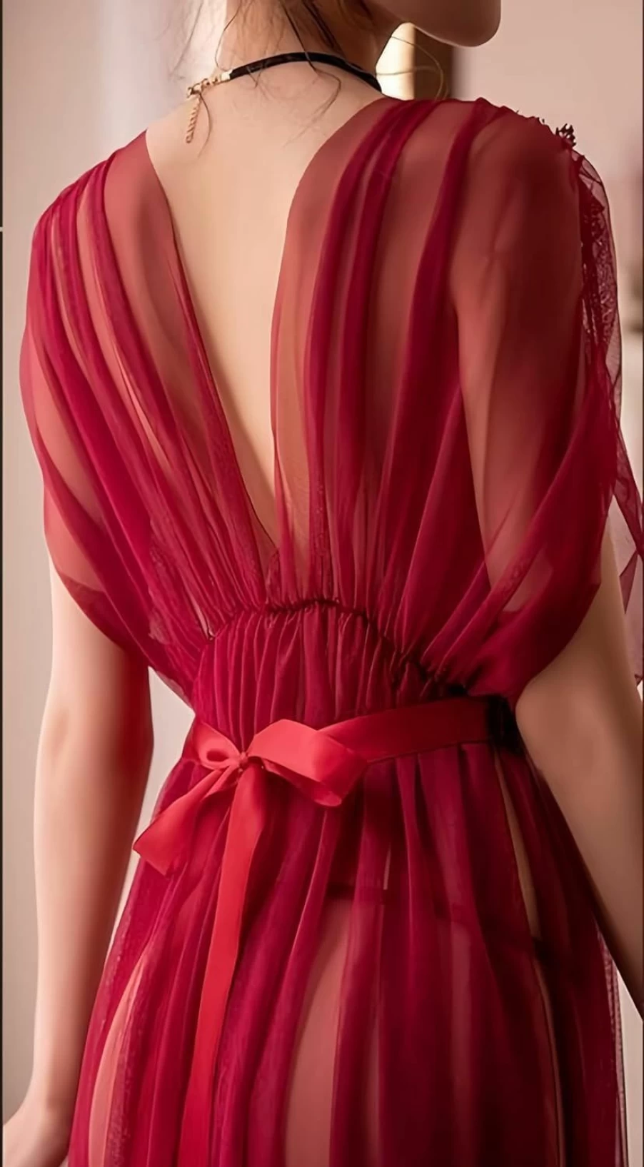 Acariciar Women's Sexy Lace Babydoll Nightgown - Elegant Chemise Sleepwear with Side Slit for Boudoir & Evening Wear