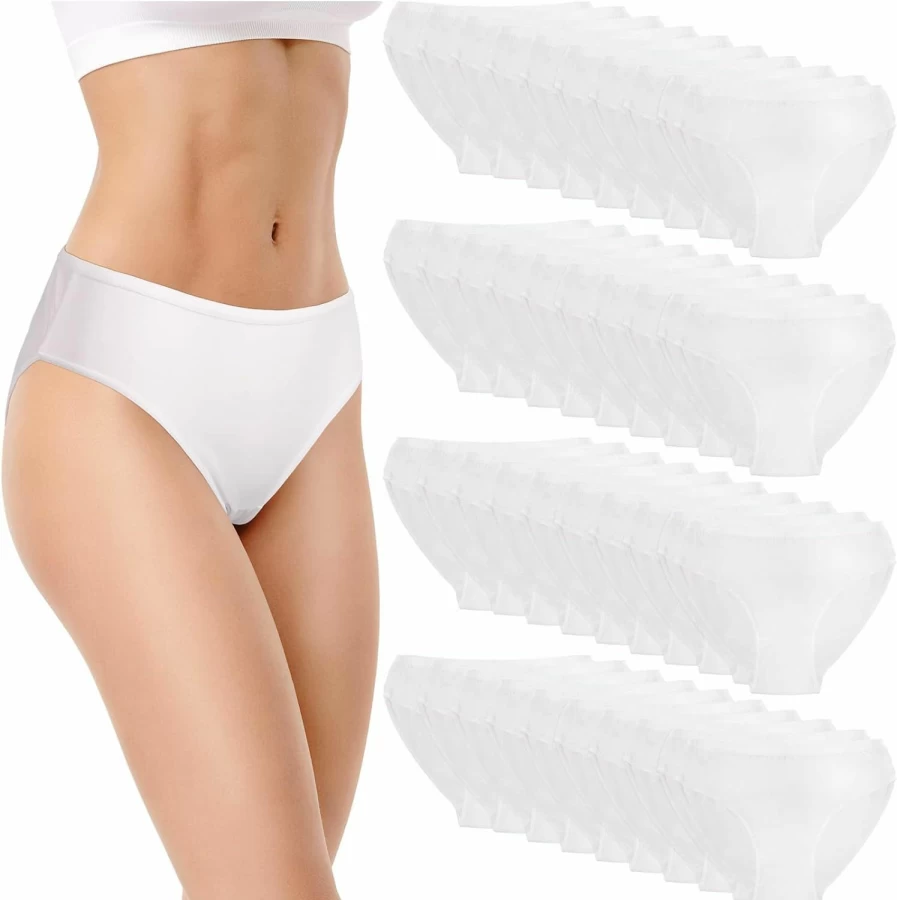Vabean 40 Pack Women's Disposable Cotton Underwear - Breathable Ladies Panties for Travel, Hospital, Postpartum & Daily Use