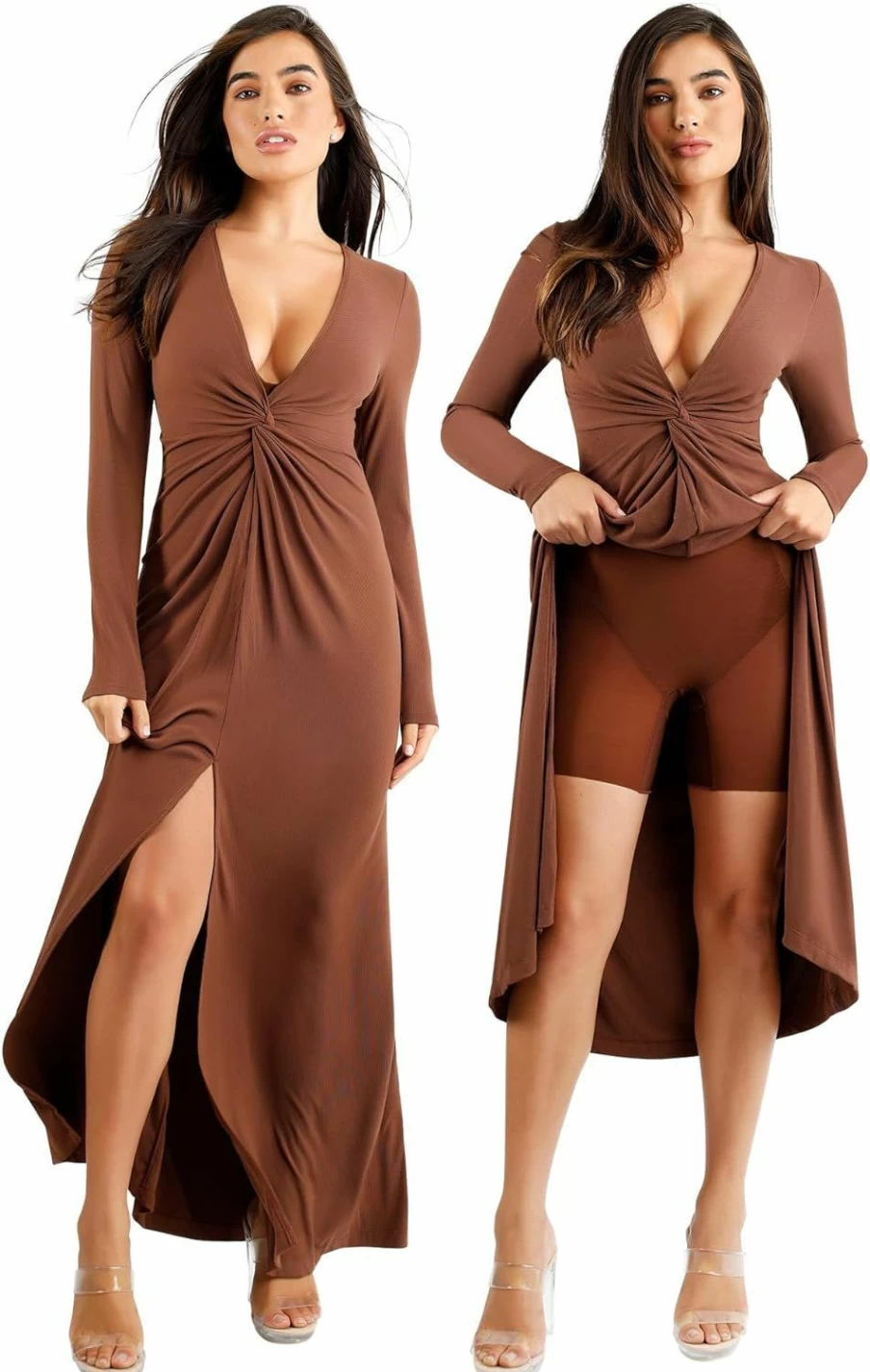 Popilush 9-in-1 Shapewear Bodycon Dress for Women - Long Sleeve Slimming Dress with Built-In Corset 2024