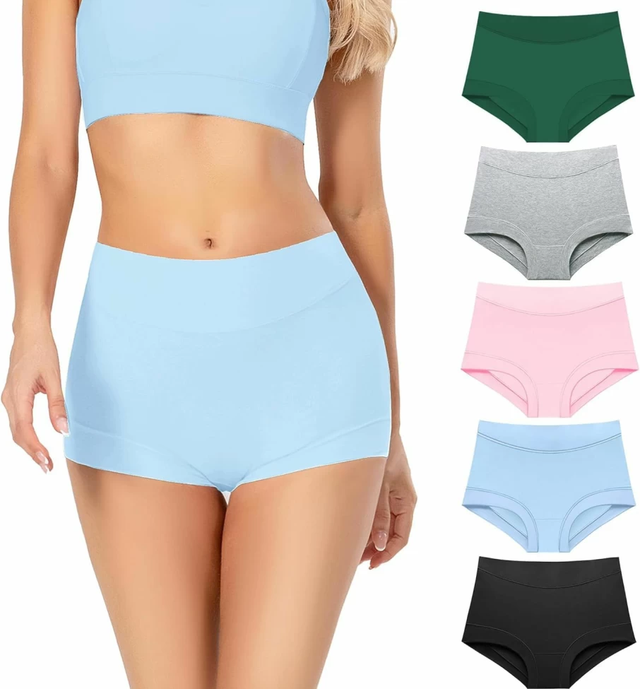 Migbean Women's Cotton Boyshort Underwear - Soft Breathable Women's Boxer Shorts Comfortable Panties for Everyday Wear