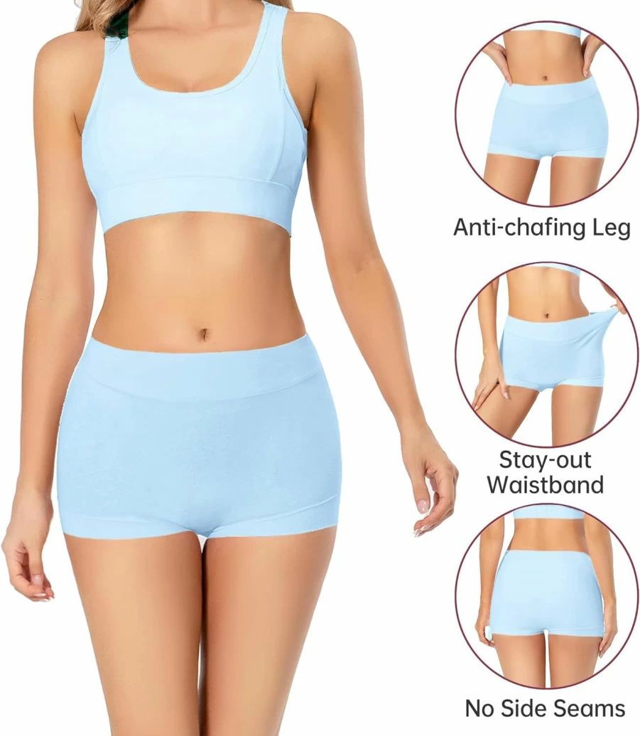 Migbean Women's Cotton Boyshort Underwear - Soft Breathable Women's Boxer Shorts Comfortable Panties for Everyday Wear