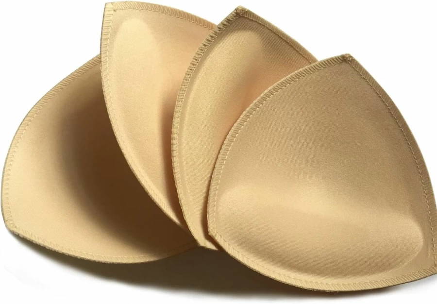 DAYKIT 3 Pairs Removable Push Up Bra Pads for Bikini Top Sport Bra Swimsuit A B C Cups - Triangle Replacement Inserts Beige