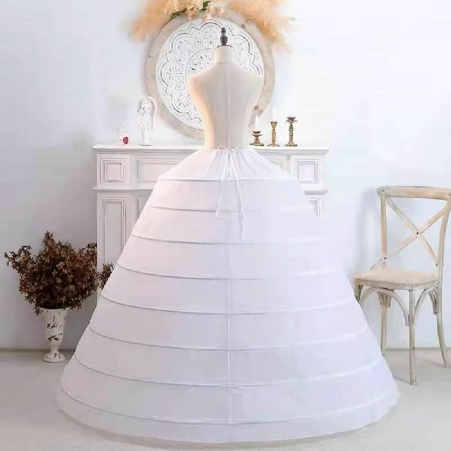 Hazhlko Women's Fluffy Petticoat Underskirt - 8 Hoops Puffy Half Slip Skirt for Wedding, Quinceanera, and Ball Gowns, Floor Length Tulle Crinoline