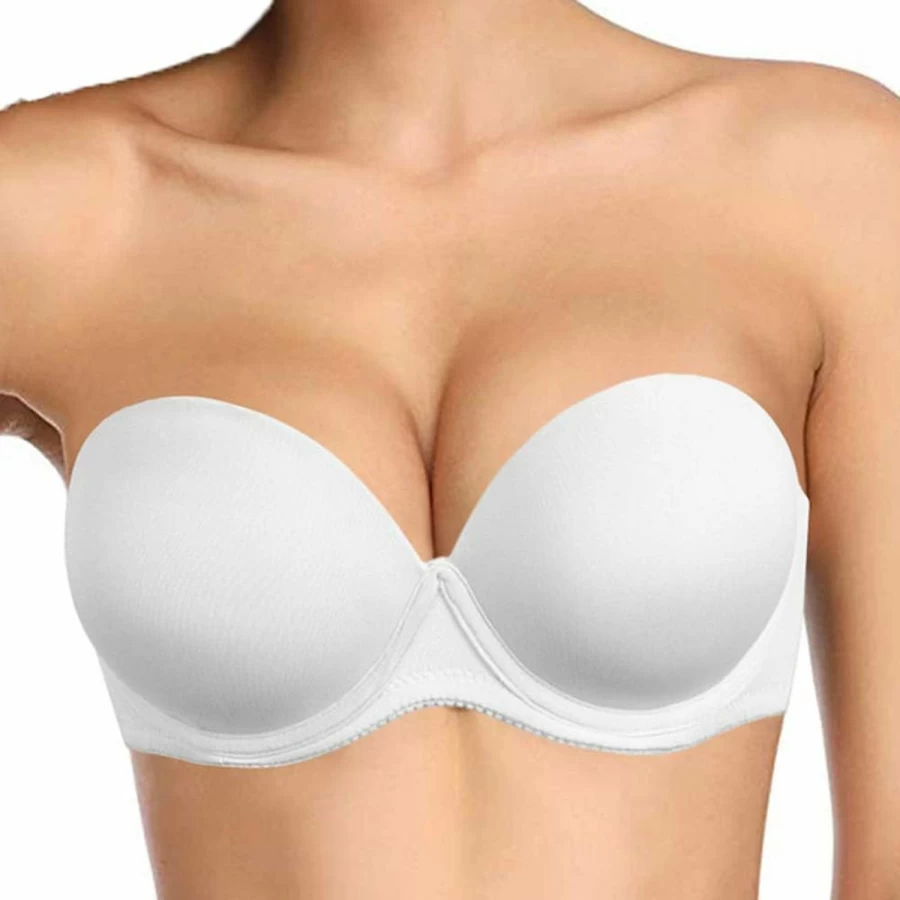 Plusexy Women's Push Up Strapless Bra - Thick Padded, Underwire, Convertible Multiway Bra for Comfort & Support