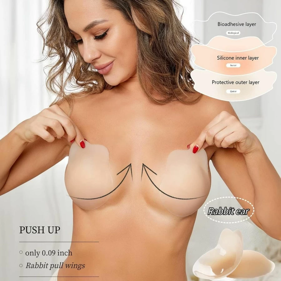 Apriddeo 2023 Silicone Nipple Covers - Super Thin, Adhesive, Reusable Pasties for Women - Strapless, Backless Bra Petals