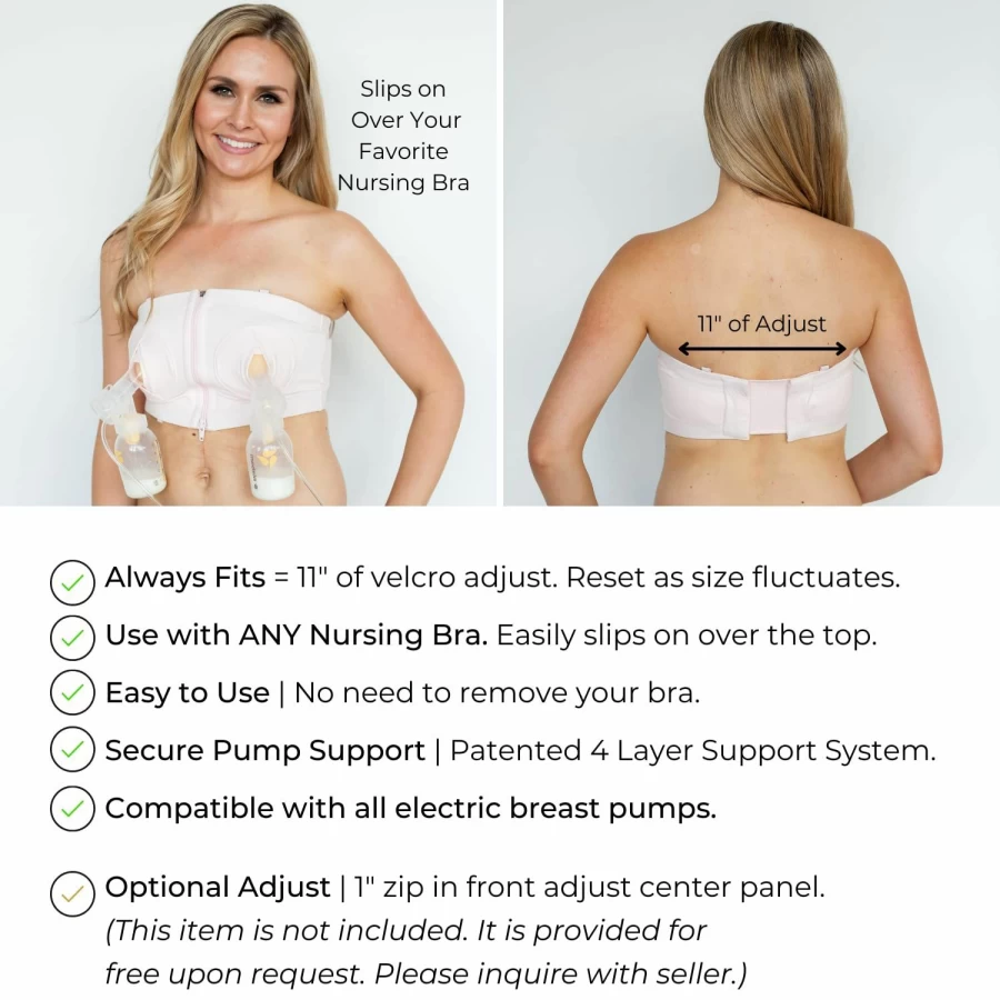 Simple Wishes Hands Free Pumping Bra - Patented Design, Comfort Fit, Adjustable Sizes, Pink for Nursing Mothers