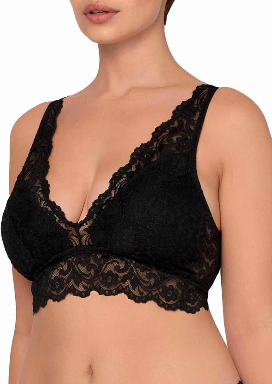 Smart & Sexy Women's Wireless Lace Bralette - Deep V Neck Multi Pack Comfortable Bras
