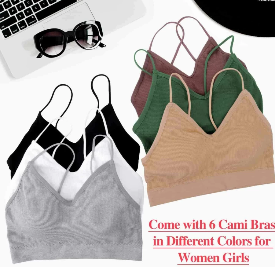 PAXCOO Women's 6-Pack Padded Bralettes - Comfortable Sports Bras for Everyday Wear