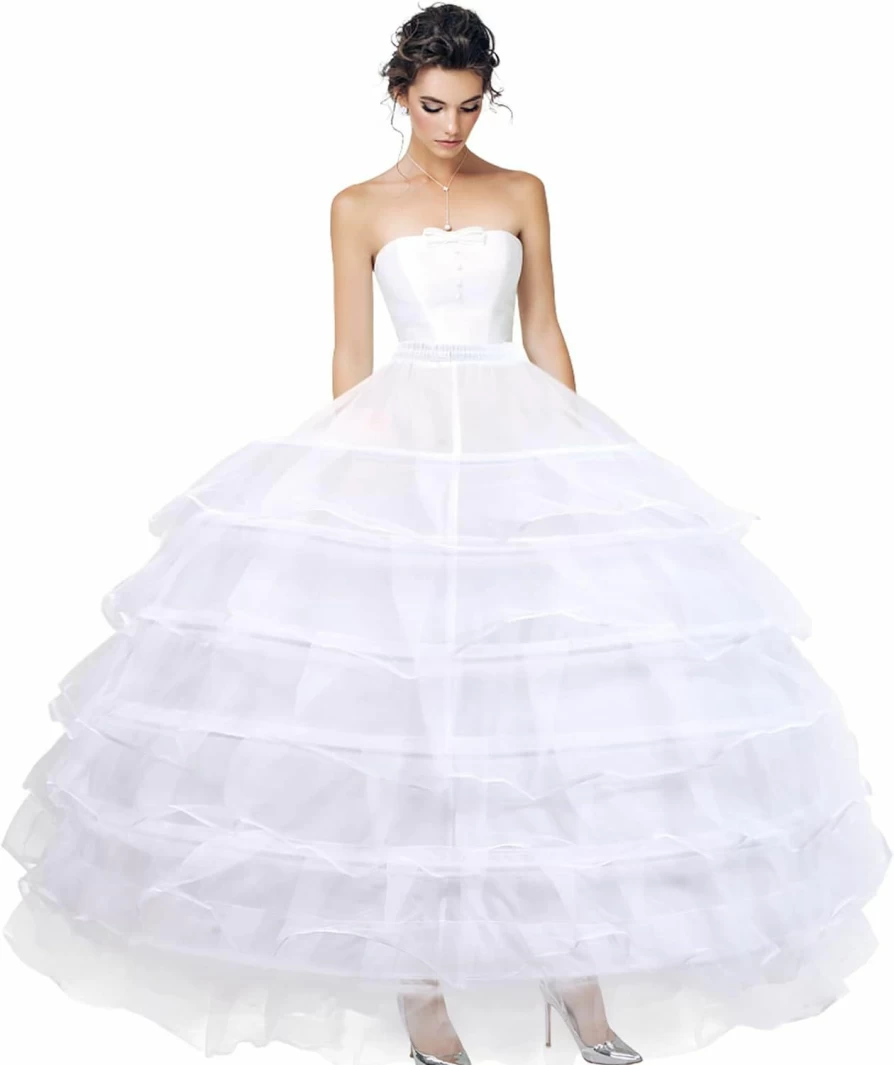 SOMOYA Women's 6 Hoop Crinoline Petticoat Slip A-Line Underskirt for Wedding Dresses & Ball Gowns Floor Length Bridal Skirt