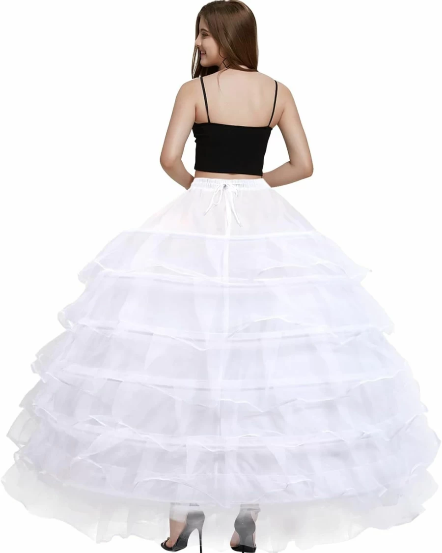 SOMOYA Women's 6 Hoop Crinoline Petticoat Slip A-Line Underskirt for Wedding Dresses & Ball Gowns Floor Length Bridal Skirt