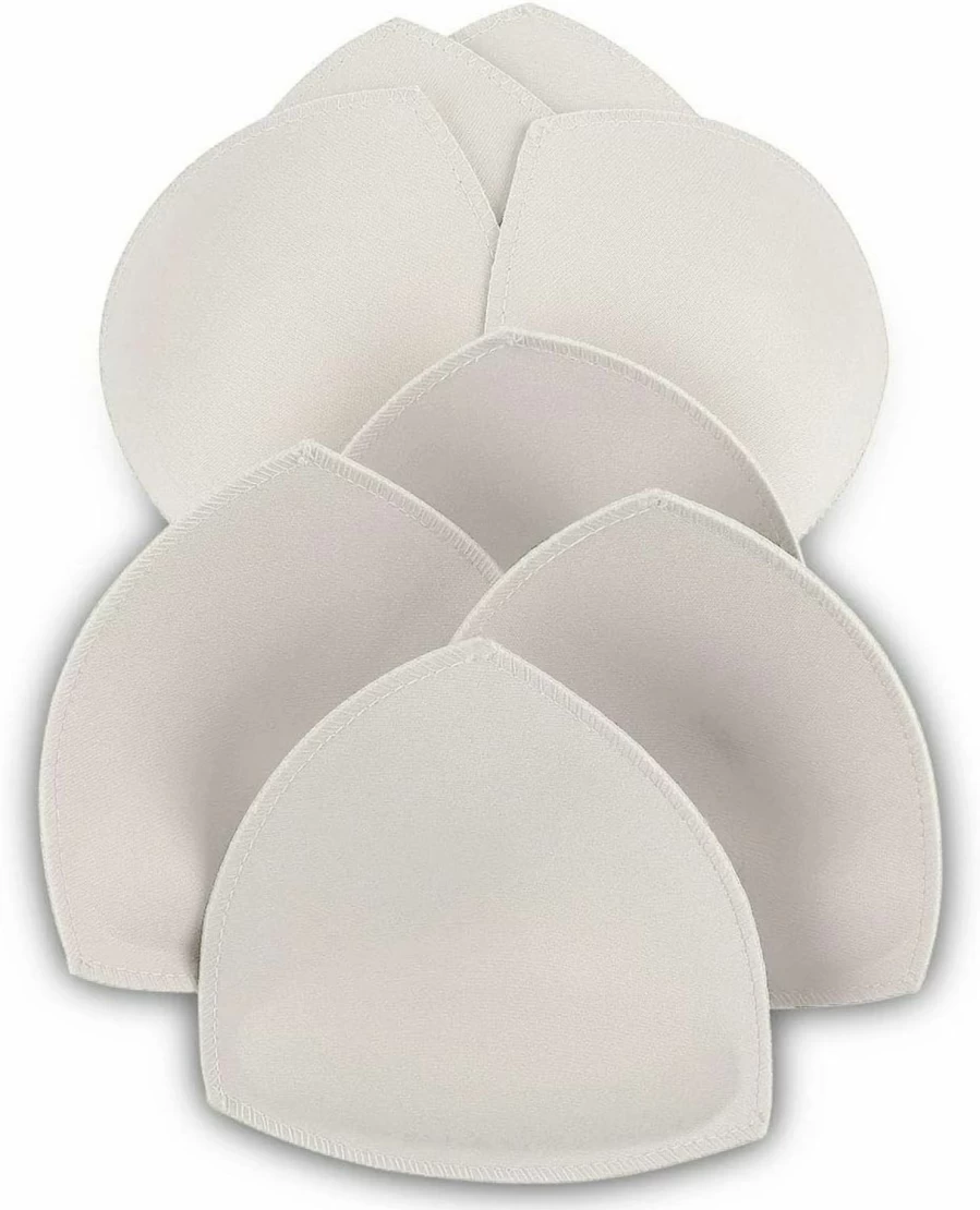 SERMICLE Bra Pad Inserts 4 Pairs - Padded Sew-in Inserts for Sports Bras, A/B, C/D, D/E Cup, Beige, Black, White - Comfortable & Breathable Lining