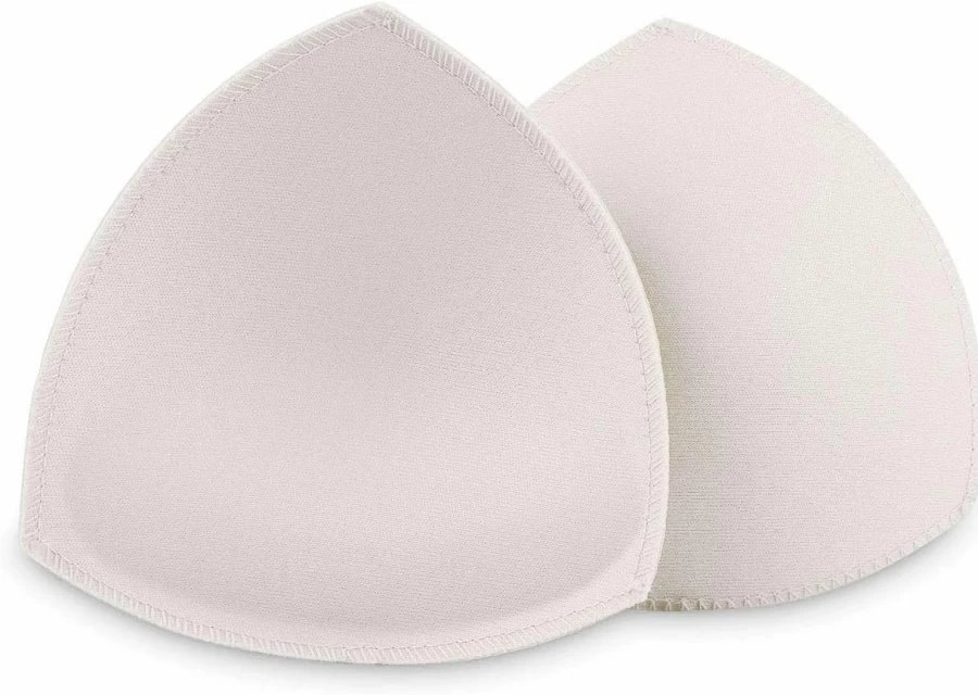 SERMICLE Bra Pad Inserts 4 Pairs - Padded Sew-in Inserts for Sports Bras, A/B, C/D, D/E Cup, Beige, Black, White - Comfortable & Breathable Lining