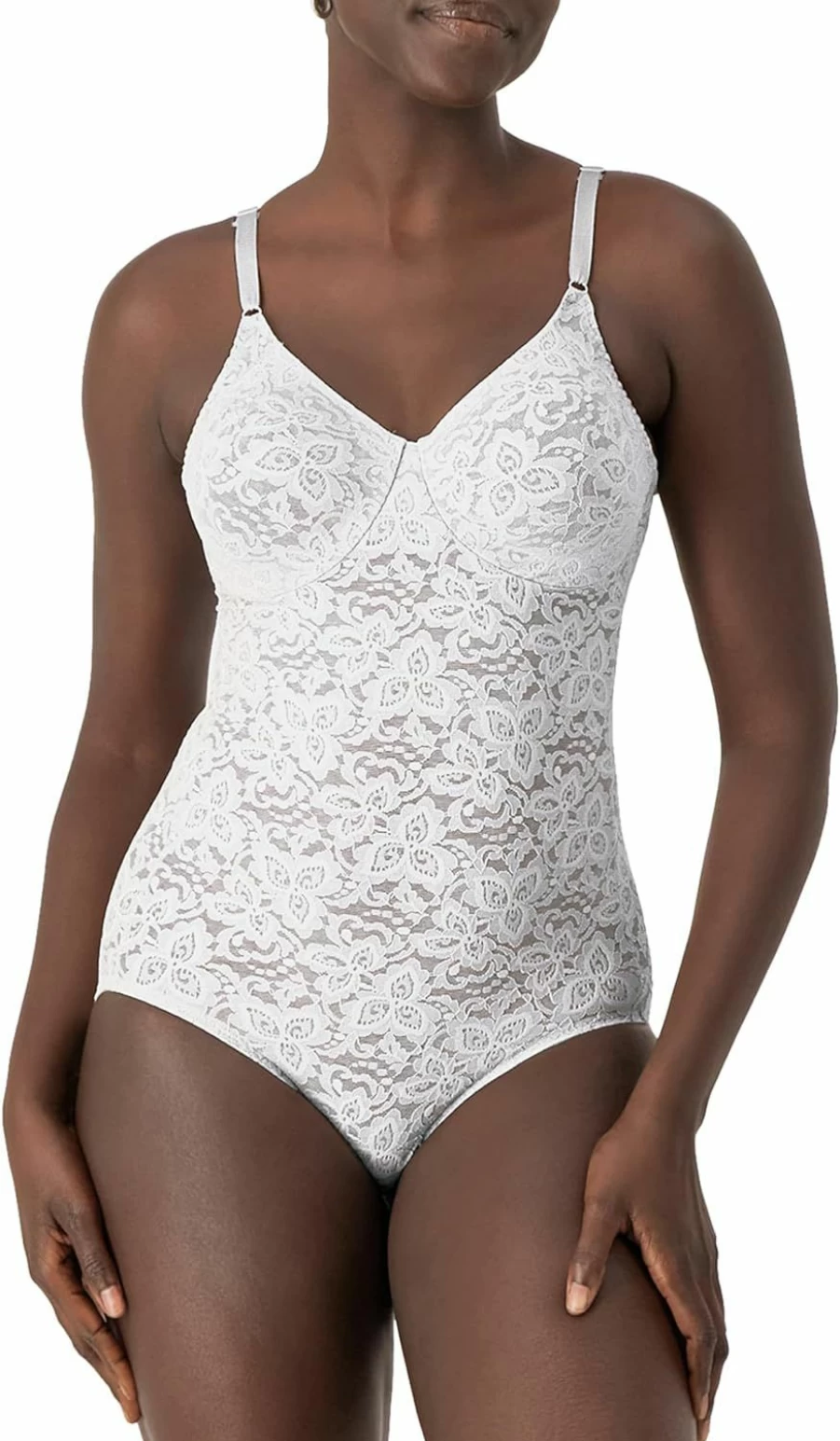 Bali Women's Firm-Control Lace Body Shaper with Built-In Underwire Bra for Smooth Shapewear