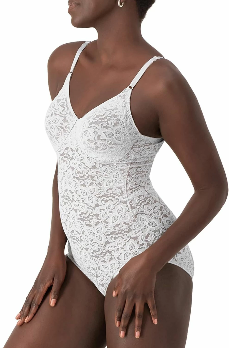 Bali Women's Firm-Control Lace Body Shaper with Built-In Underwire Bra for Smooth Shapewear