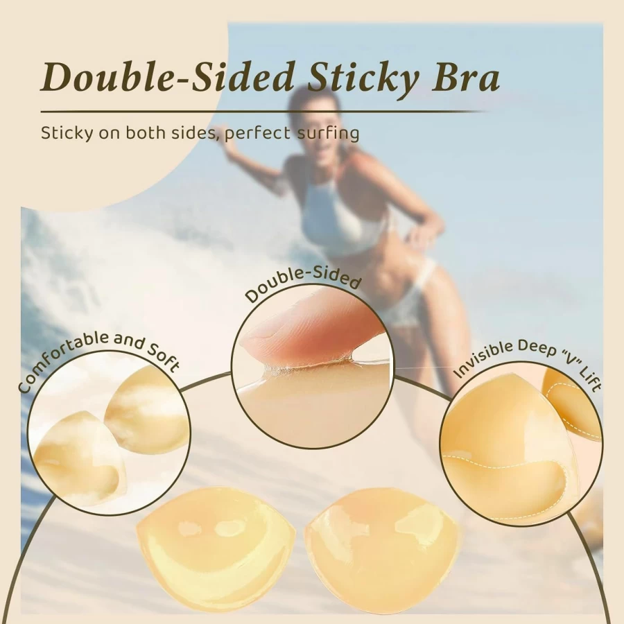 Boomba Double-Sided Sticky Bra Inserts - Invisible Lift & Instant Boost for All Occasions - 2 Pair Pack