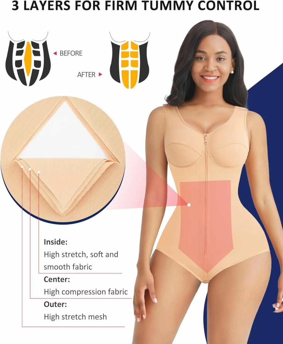 FeelinGirl Post-Surgery Fajas Colombianas for Women - Tummy Control Compression Shapewear Stage 2 Body Shaper