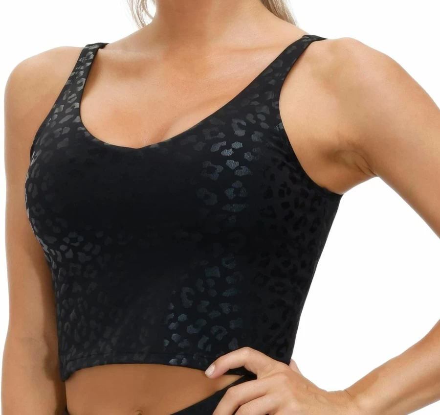 THE GYM PEOPLE Women's Camo Longline Sports Bra - Wirefree, Padded, Medium Support for Yoga, Gym, Running & Workouts