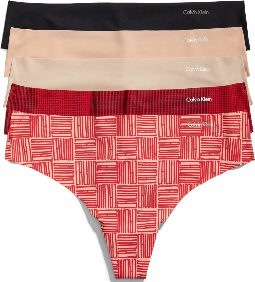 Calvin Klein Underwear Women's Seamless Thong Panties 5-Pack - Invisibles Comfort Fit