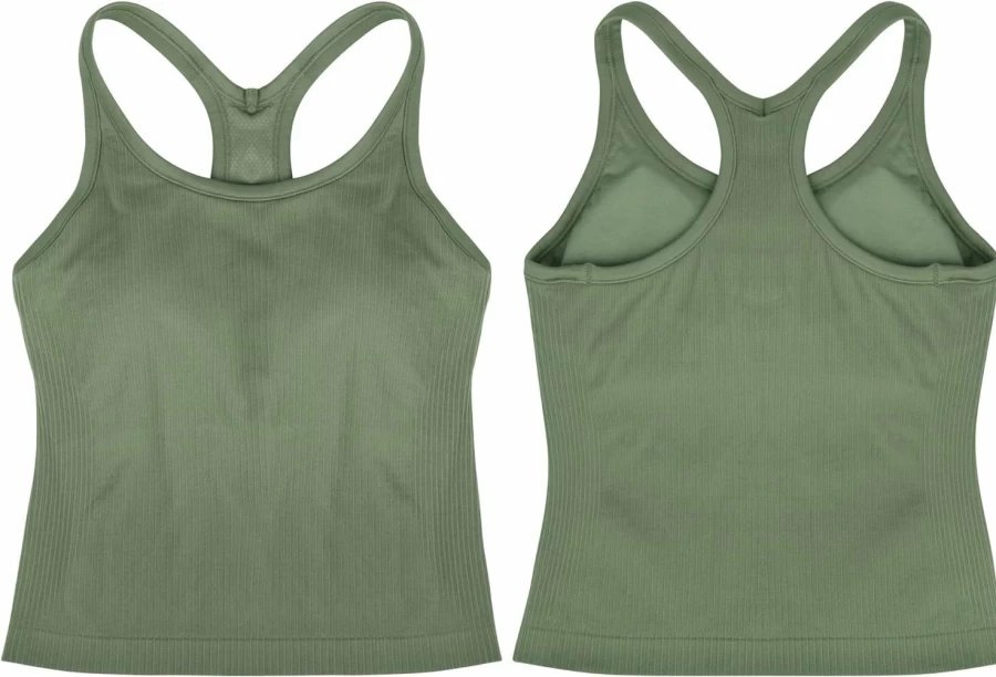 "Sphinx Cat Women's Ribbed Workout Tank Top with Built-In Bra - Racerback Fitness Shirt for Gym & Yoga"