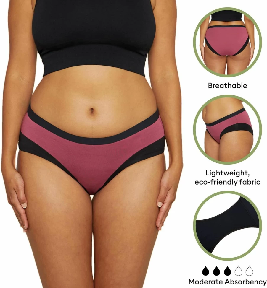 THINX Modal Cotton Period Underwear for Women - HSA/FSA Approved, Absorbs 3 Tampons, Black, Size 2X, Leak-Proof Menstrual Briefs