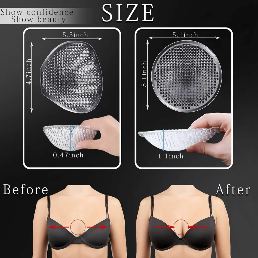 Honoson Reusable Silicone Bra Inserts - 2 Pack Breathable Enhancers for Sports Bras, Swimsuits & Everyday Wear - Waterproof & Comfortable Lift Pads