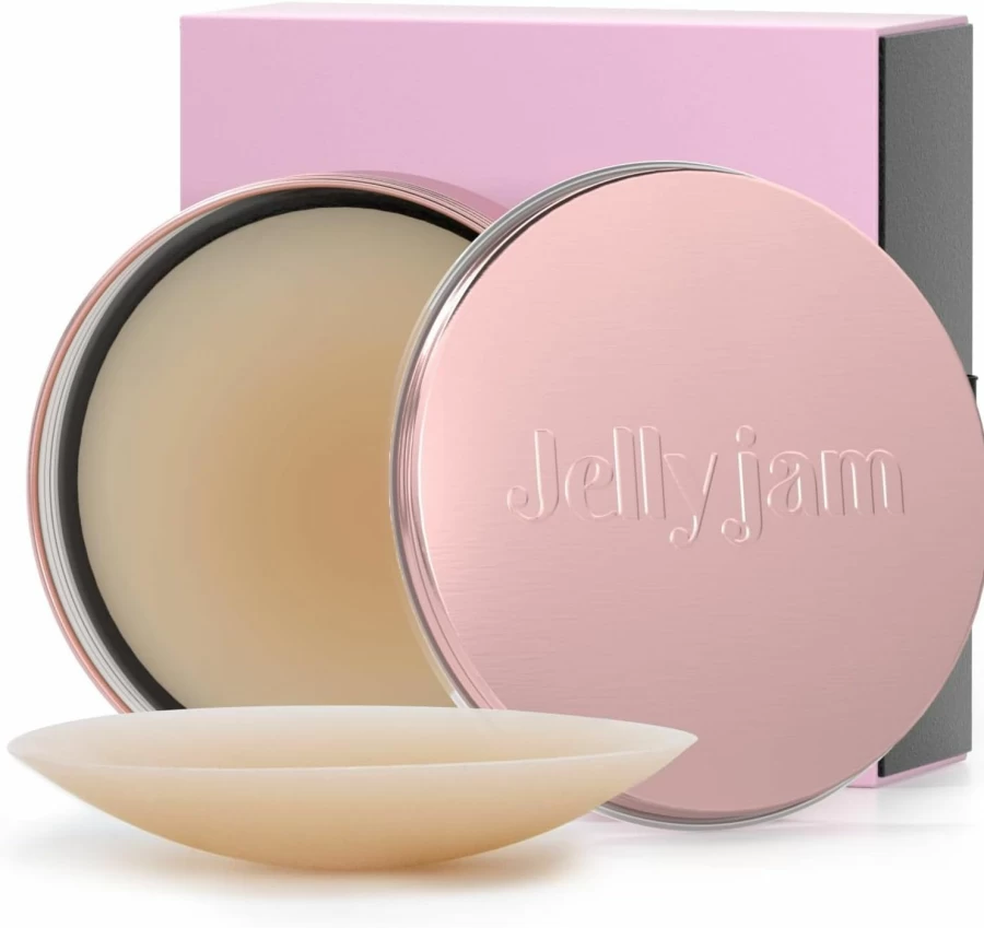 Jellyjam Silicone Nipple Pasties for Women - Reusable Sticky Nipple Covers with Soft Padding, Travel Case & Storage Disc