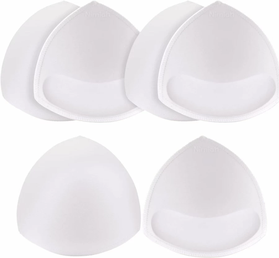 Nimiah Bra Pads 3 Pairs - Sewn Edge Inserts for Ab, Cd, De Cups | Beige, Black, White Swimsuit Replacement Pads | Comfortable & Durable Bra Inserts