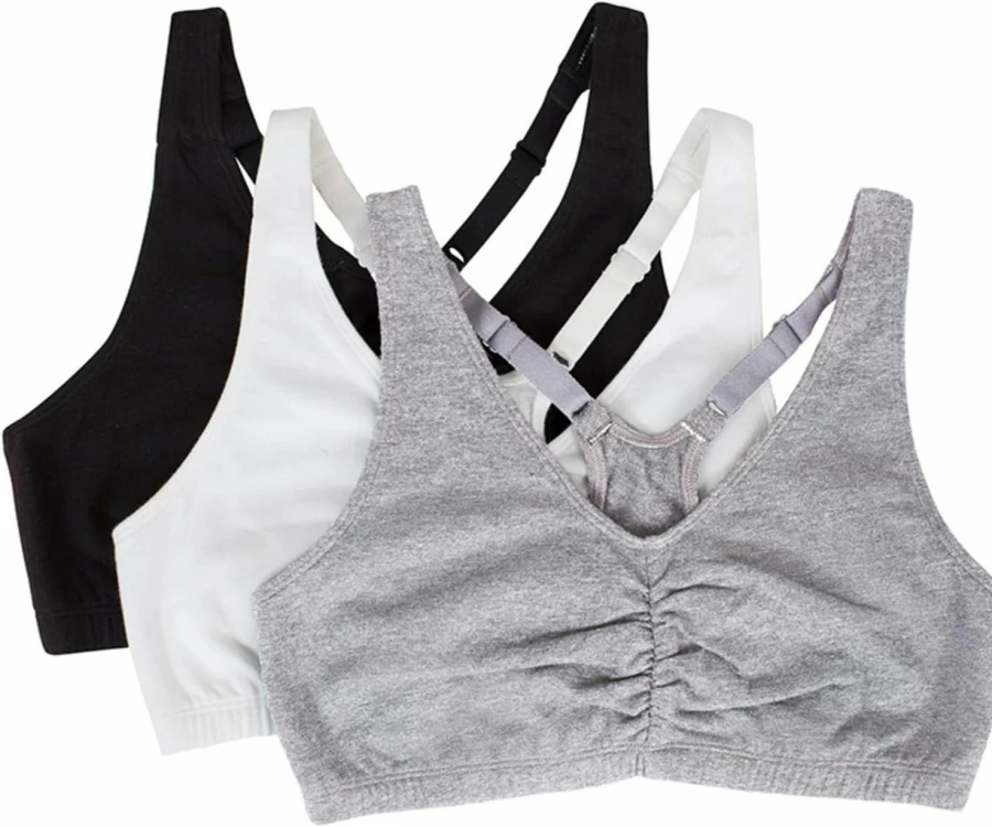 Fruit of the Loom Women's Adjustable Racerback Sports Bra - Comfortable Shirred Front Design for Active Lifestyles