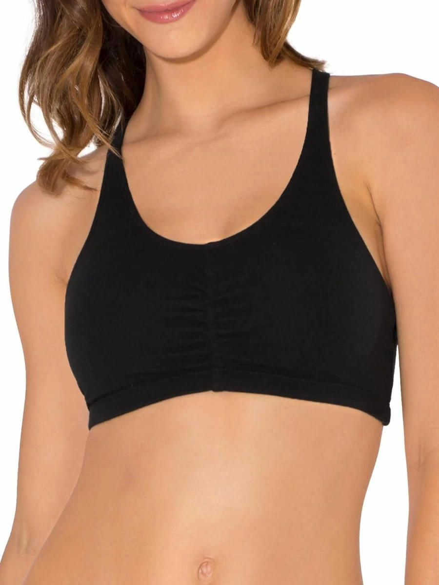 Fruit of the Loom Women's Adjustable Racerback Sports Bra - Comfortable Shirred Front Design for Active Lifestyles