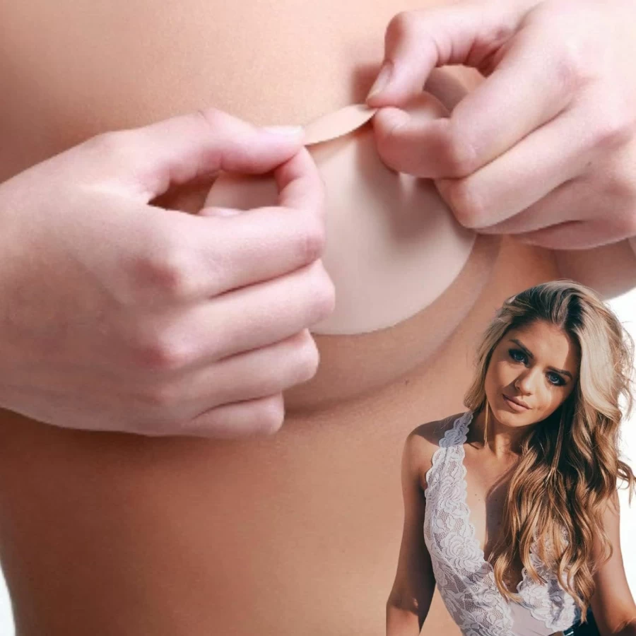 Bring It Up Push Up Sticky Bra - Adhesive Breast Lifters & Shaper for Cup Size A-B, Nude Nipple Covers & Pasties, Invisible Backless Bra