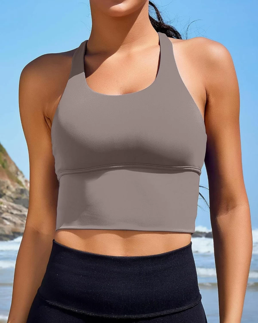XUNYU Women's Strappy Criss Cross Sports Bra - Longline Fitness Crop Top for Yoga, Running & Workout