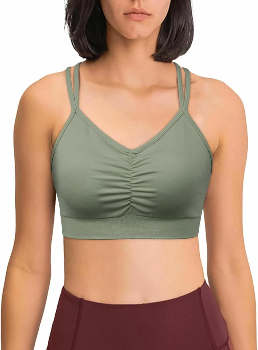 Sicoozoe Women's Criss Cross Back Sports Bra - Padded Yoga Bras for Workout, Fitness, Comfort S-2XL