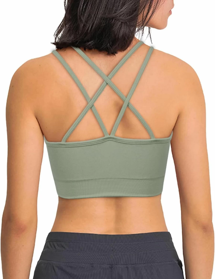Sicoozoe Women's Criss Cross Back Sports Bra - Padded Yoga Bras for Workout, Fitness, Comfort S-2XL
