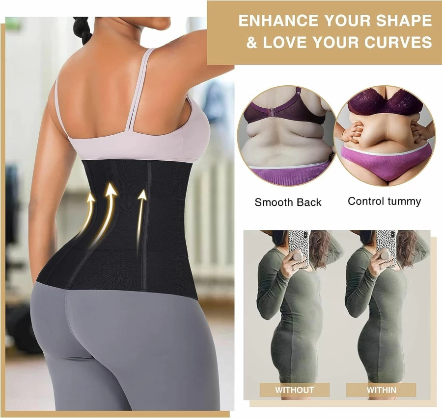 FeelinGirl Waist Trainer for Women - Tummy Control Sauna Belt, 3-Segmented Body Shaper, Plus Size Colombian Fajas for Weight Loss & Slimming