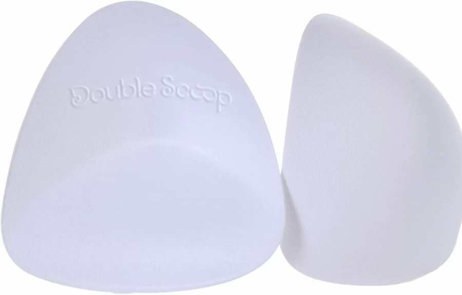 Double Scoop Triangle Bra Inserts with Bonus Double-Sided Tape - Swim Bra Pads for Nipple Coverage, Sizes A & B/C, Comfortable & Reusable