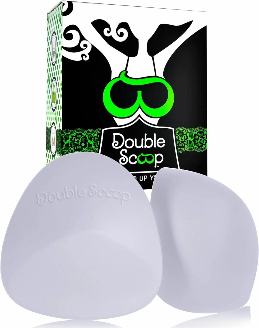Double Scoop Triangle Bra Inserts with Bonus Double-Sided Tape - Swim Bra Pads for Nipple Coverage, Sizes A & B/C, Comfortable & Reusable