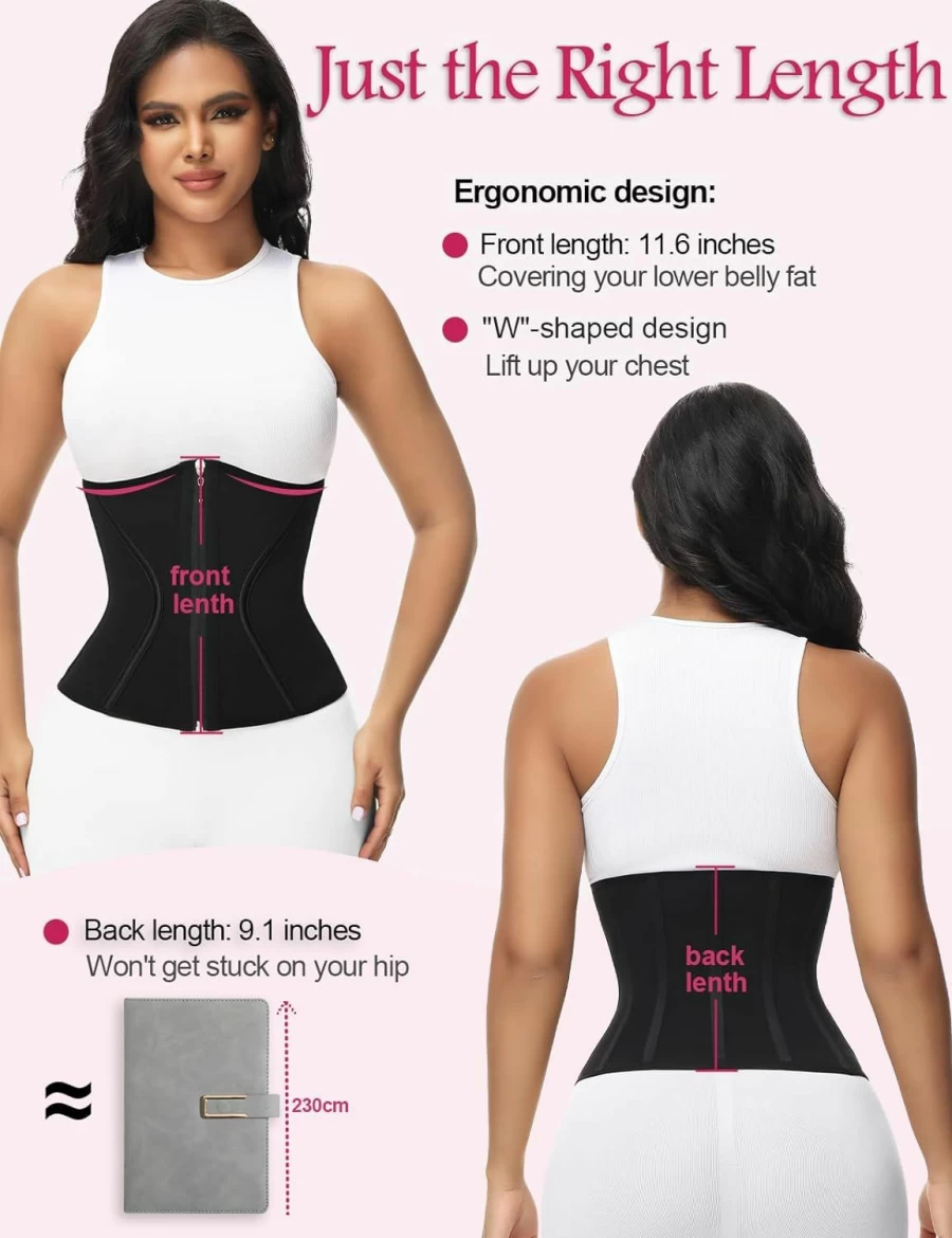 SHAPSHE Women's Underbust Waist Trainer Corset - Adjustable Zipper & Hook Body Shaper for Tummy Control & Waist Slimming