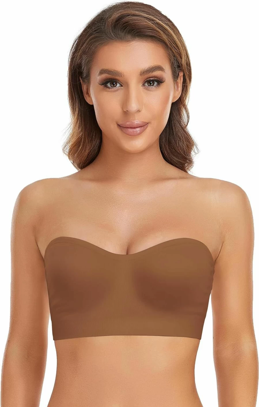Lusait Wireless Strapless Bandeau Bra for Women - Non-Slip Silicone Padded Tube Top Bra Comfortable Support