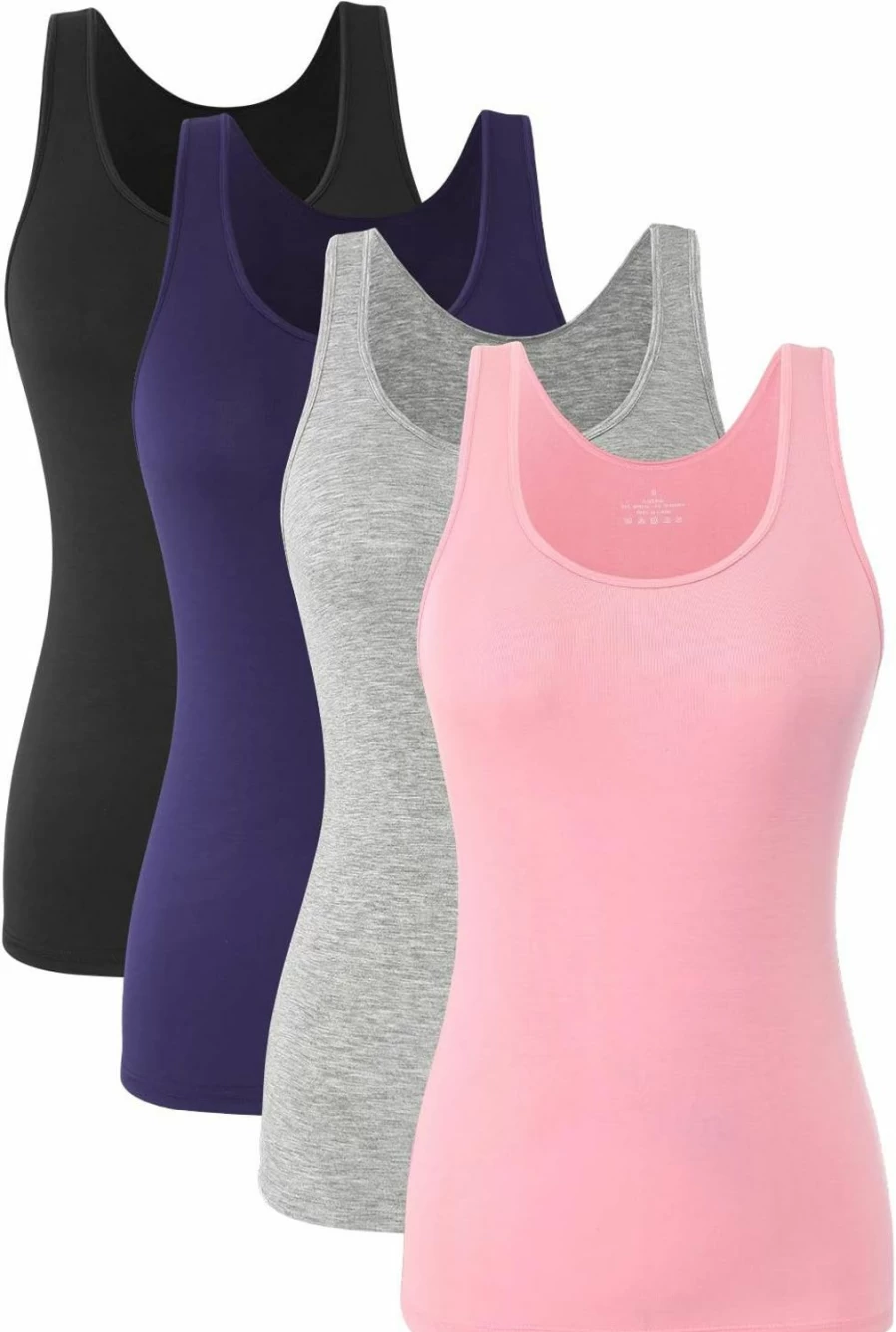 Orrpally Women's Lightweight Basic Tank Tops 4-Pack - Soft Camisole Undershirts for Layering