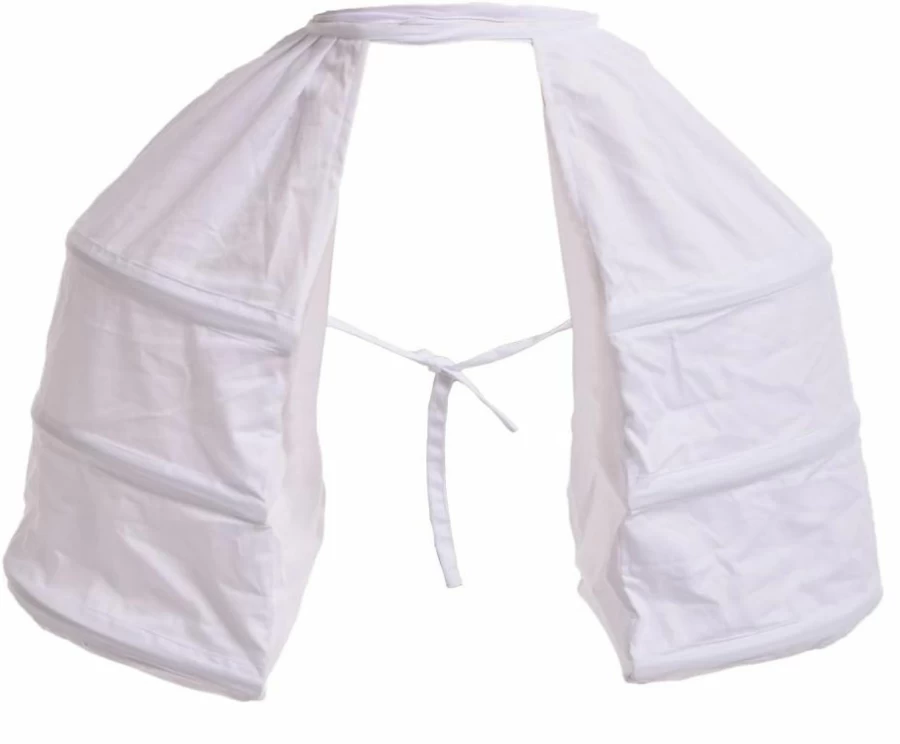 BLESSUME Victorian Era White Double Pannier Hoop Petticoat - Historical Costume Skirt for Women - One Size Adjustable Bustle Underskirt