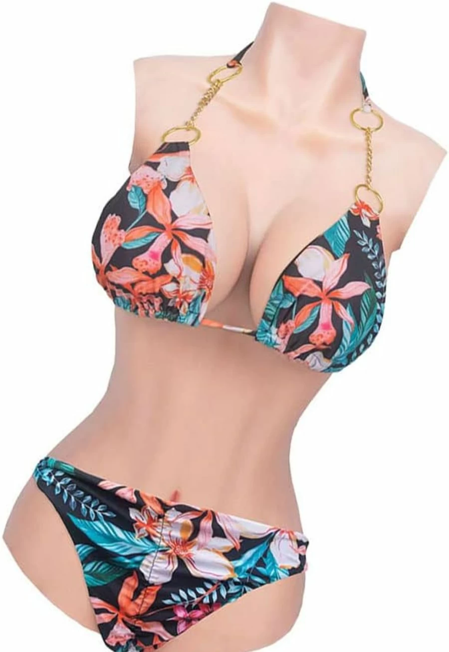 TEAYUYIM Silicone Bodysuit for Crossdressers - C-G Cup Swimwear, Cosplay & Drag Queen Costume, Realistic Breast Forms, Seamless Design