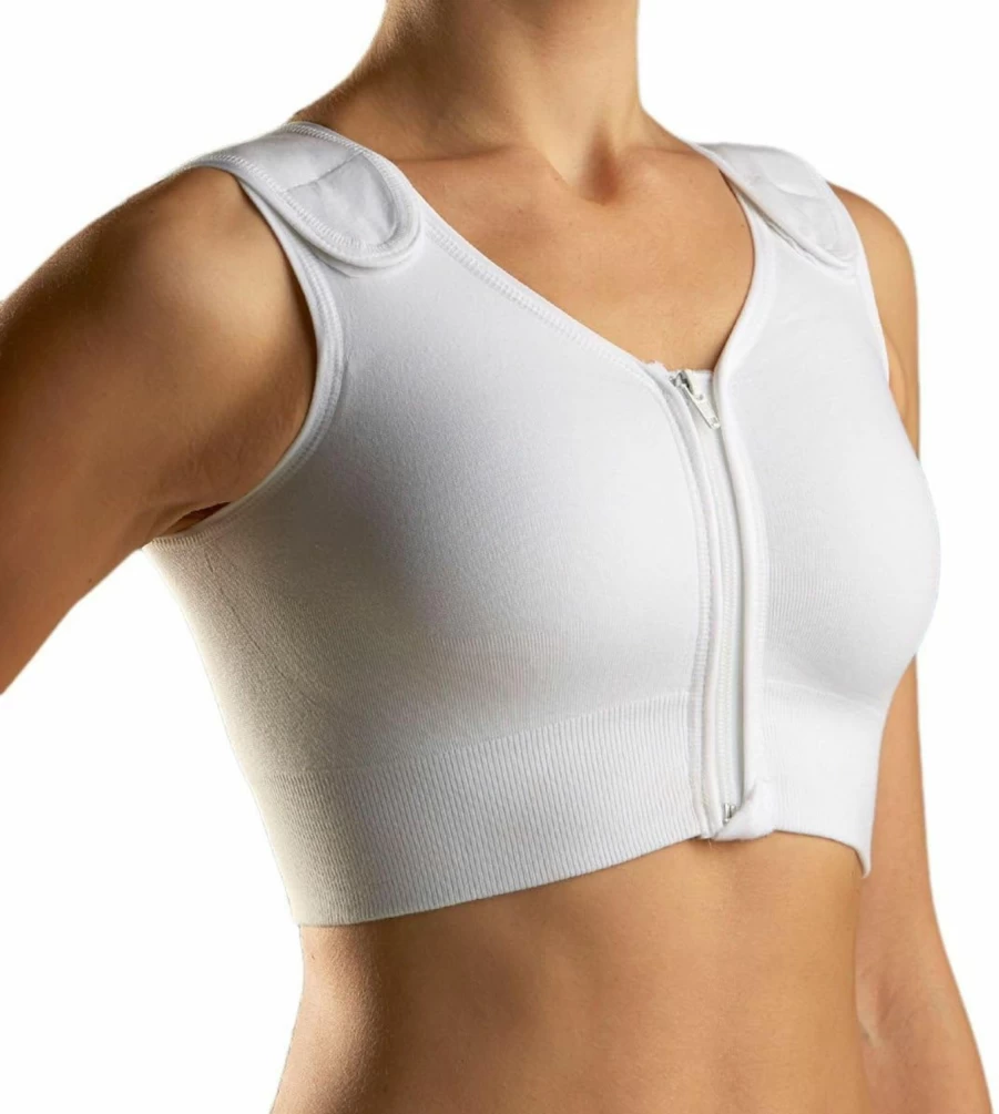 CAREFIX Post Surgery Bra - Front Closure Zipper Compression Surgical Vest for Women - Comfortable Recovery Garment After Breast Surgery