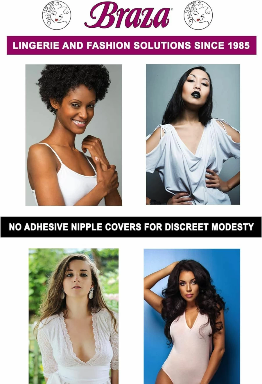 Braza Reusable Silicone Nipple Covers - No Adhesive, Comfortable & Secure Pasties for Women