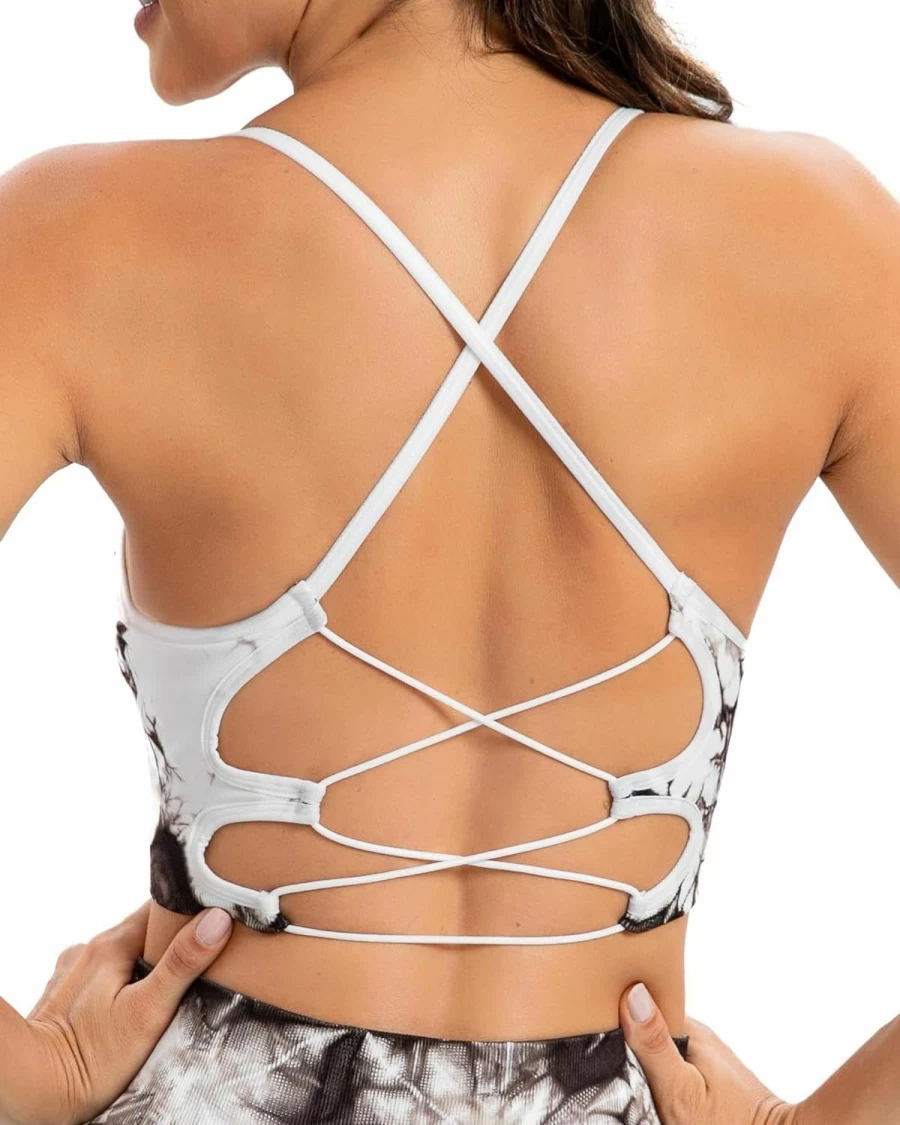 RUNNING GIRL Women's Sexy Crisscross Back Sports Bra - Medium Support, Seamless, Removable Padded for Running & Workouts