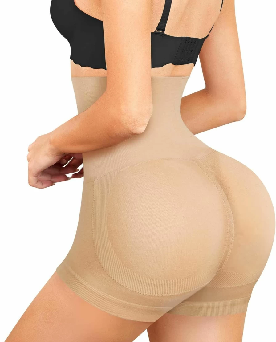 Nebility High Waist Tummy Control Shorts – Seamless Butt Lifting Shapewear with Hip Enhancer Pads for Women