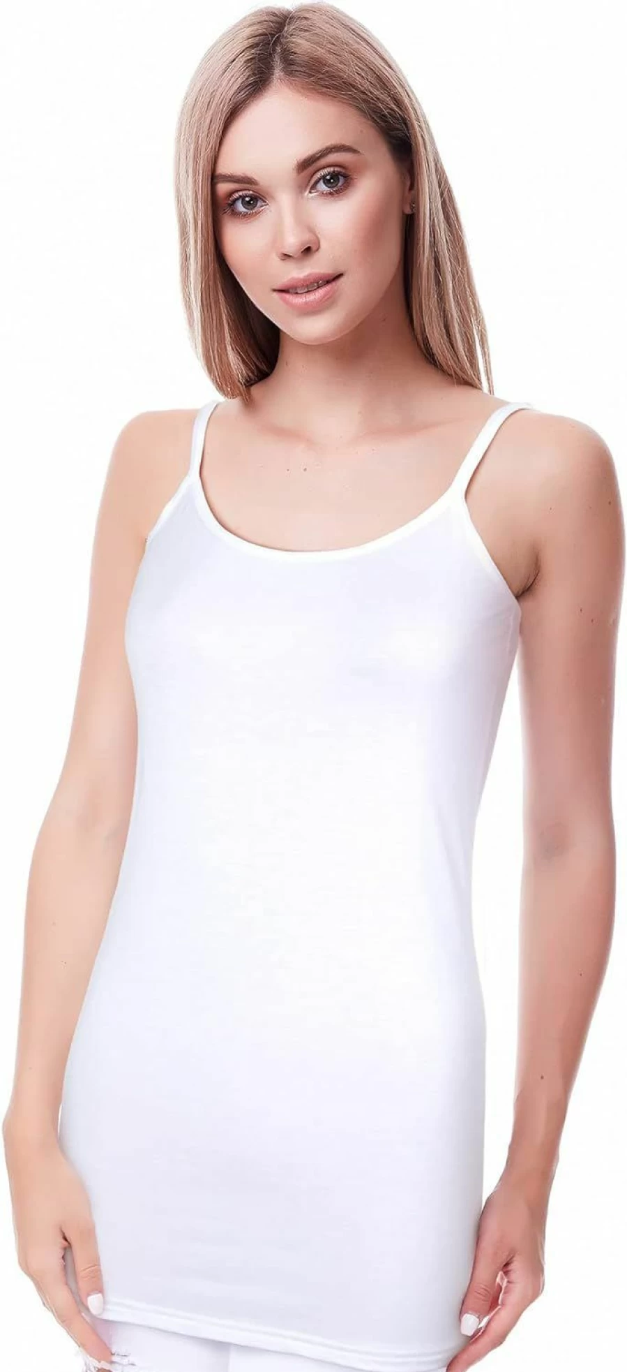 Bencailor 6-Pack Women's Long Adjustable Spaghetti Strap Camisoles - Breathable Workout Tanks & Layering Undershirts