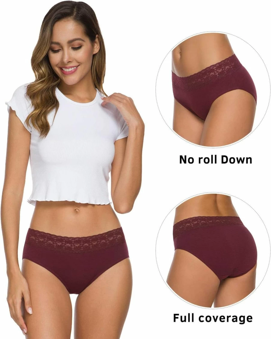 Wealurre Women's Cotton Bikini Underwear Set - Soft Lace Hipster Panties Multipack