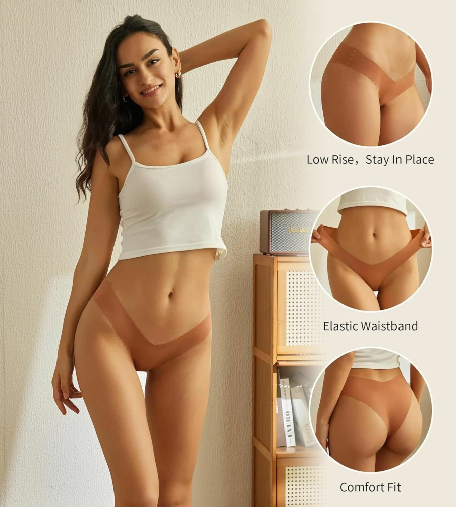 Arfolers Women's No Show Bikini Panties 6-Pack - Seamless, Soft, Stretch Underwear for Comfort & Invisible Fit