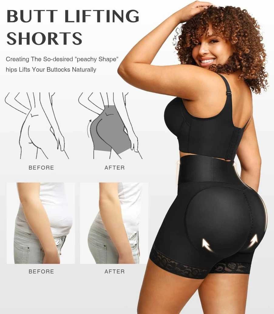 FeelinGirl Butt Lifting Shapewear for Women - Tummy Control Body Shaper Shorts with Hip Enhancer, High Waist Faja Panties for Smoothing & Sculpting